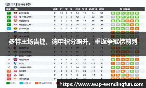 多特主场告捷，德甲积分飙升，重返争冠榜前列