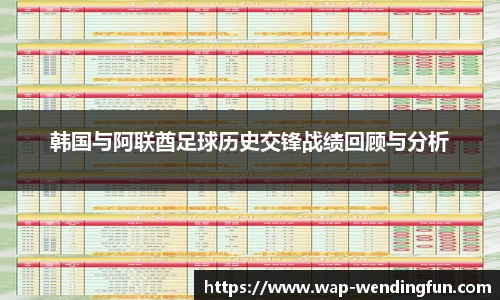 韩国与阿联酋足球历史交锋战绩回顾与分析